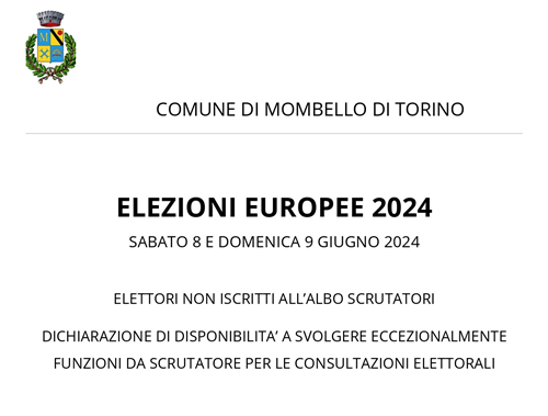 Scrutatori: dichiarazione di disponibilità per Elezioni Europee e Regionali 8-9 giugno 2024